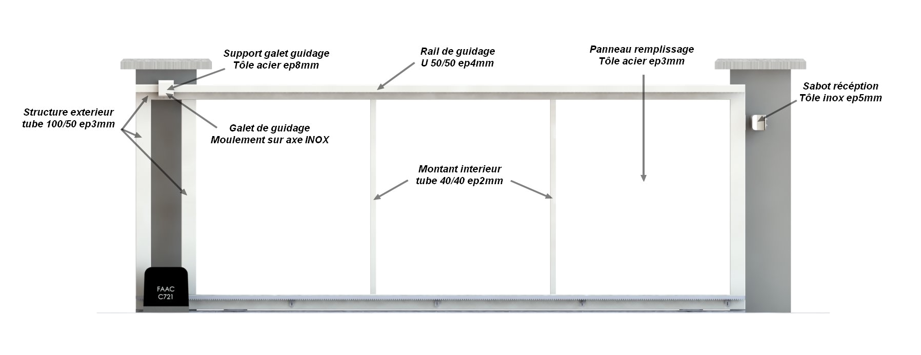 Portail coulissant métal sur-mesure